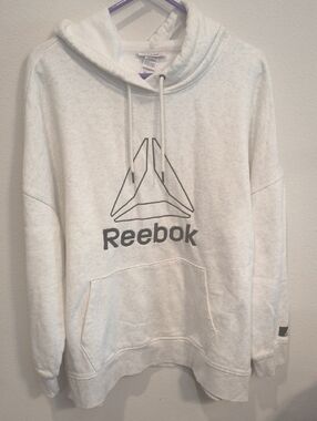 Reebok White Hoodie with Black Logo XXL Warm
